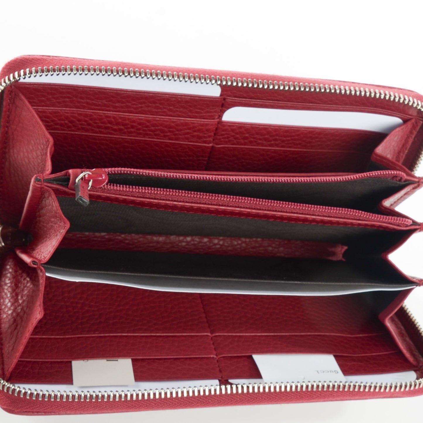 Pebbled Calfskin Studded Soho Zip Around Wallet Soft Burgundy