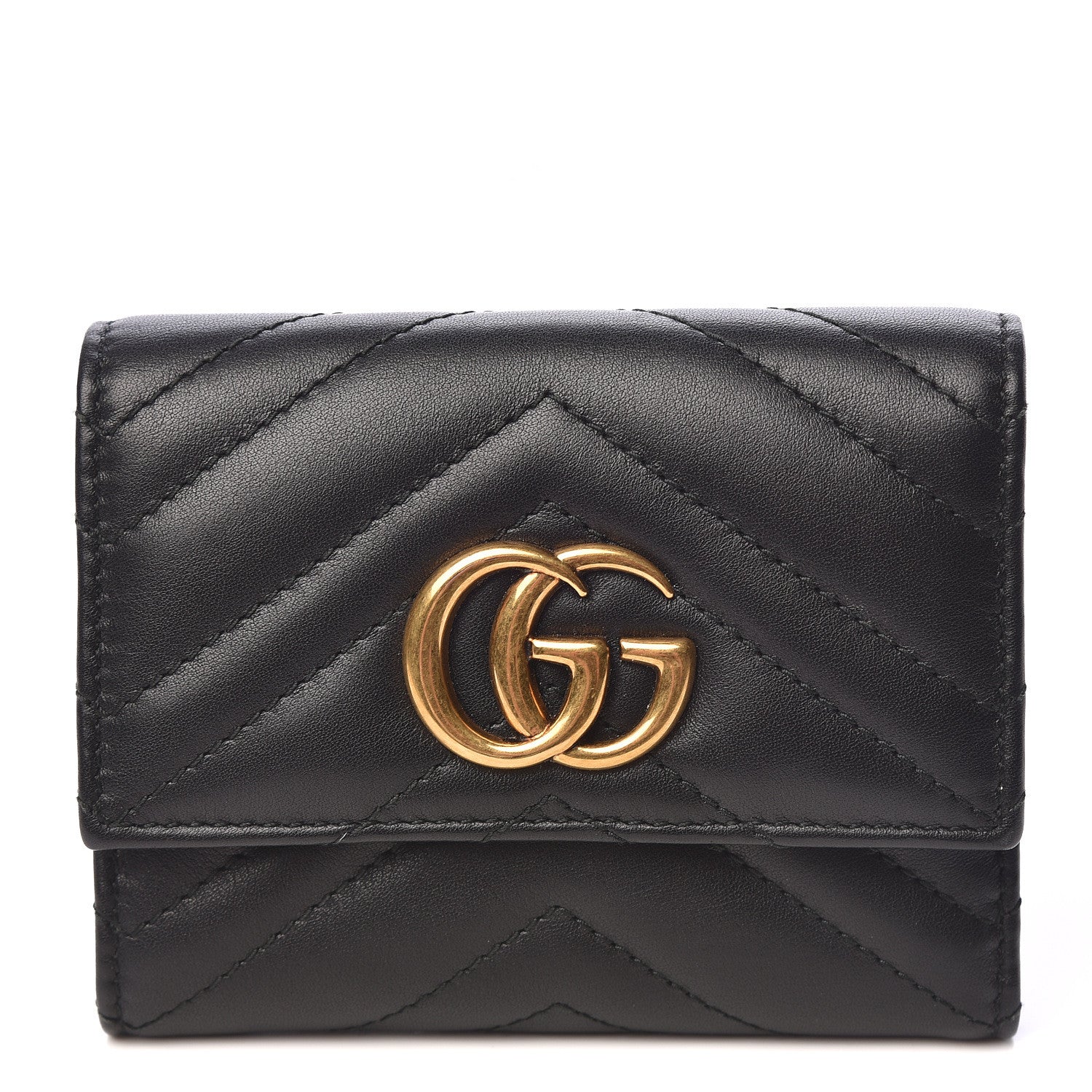 Gucci Calfskin Matelasse GG Marmont Wallet Black 1 of 8