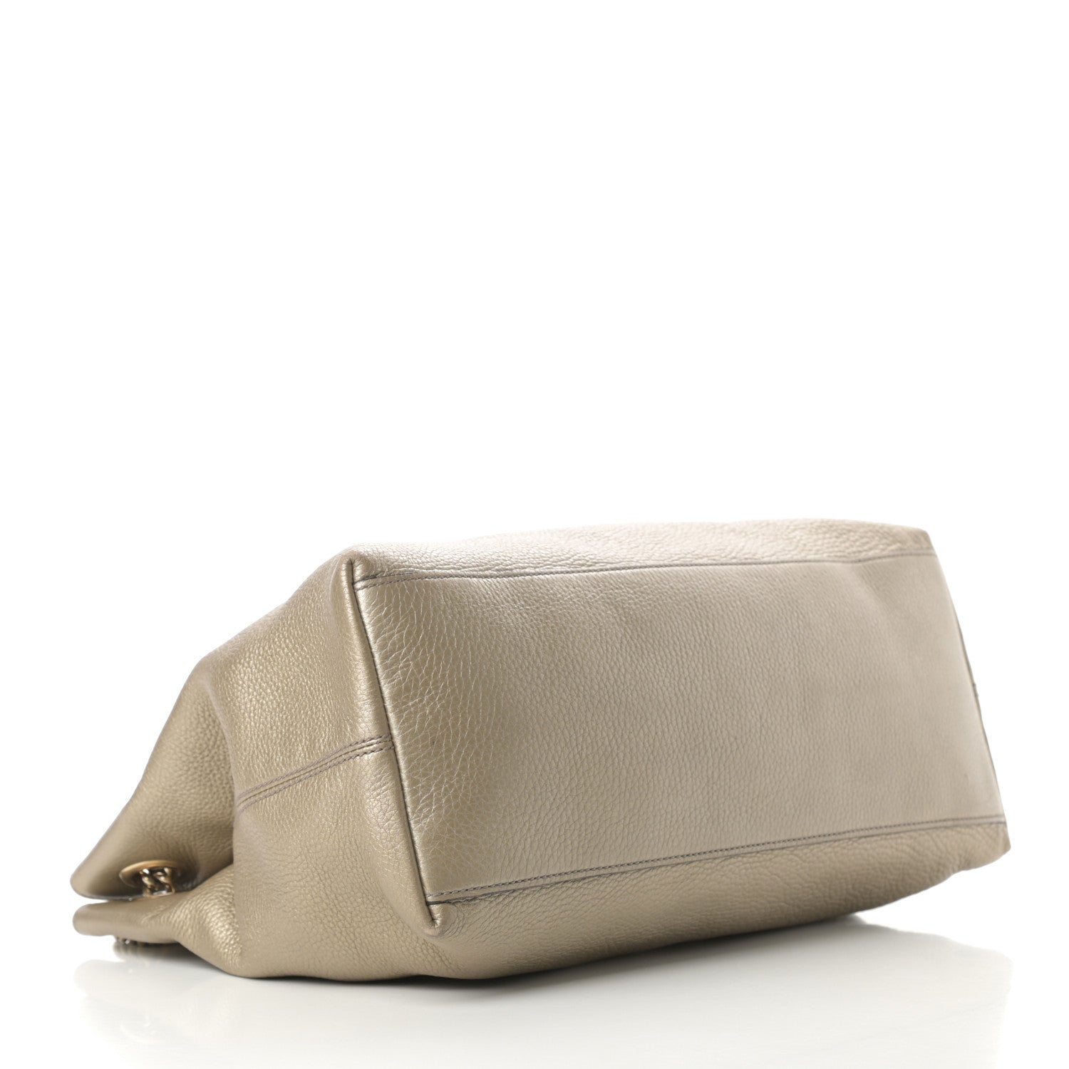 Gucci Metallic Pebbled Calfskin Medium Soho Chain Shoulder Bag Golden Beige 4 of 14