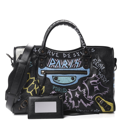 Balenciaga Agneau Graffiti All Over Classic Hardware City Black Multicolor 1 of 11