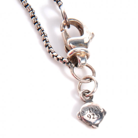 David Yurman Sterling Silver Diamond Sculpted Cable Disc Necklace 5 of 5