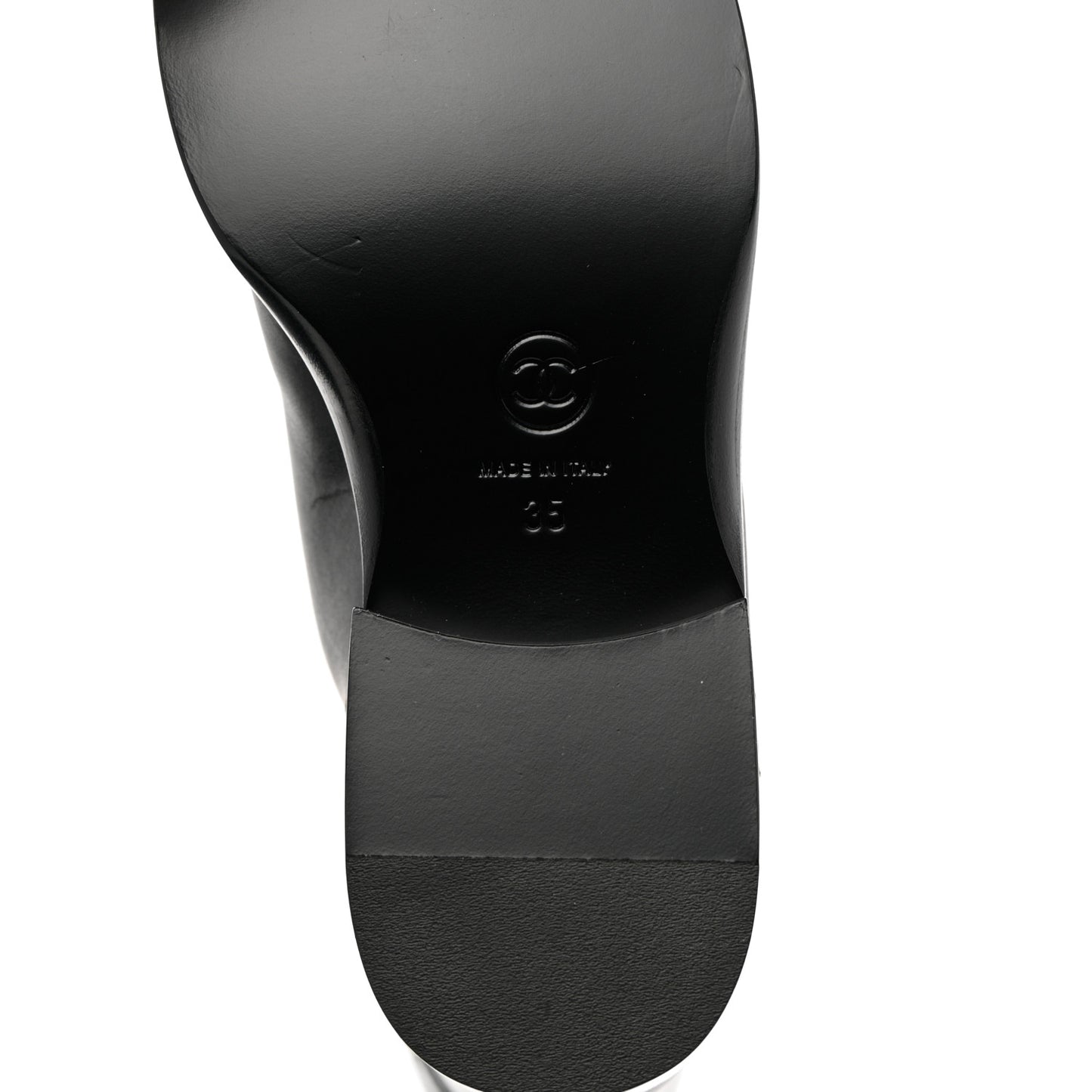 Calfskin CC High Boots 35 Black
