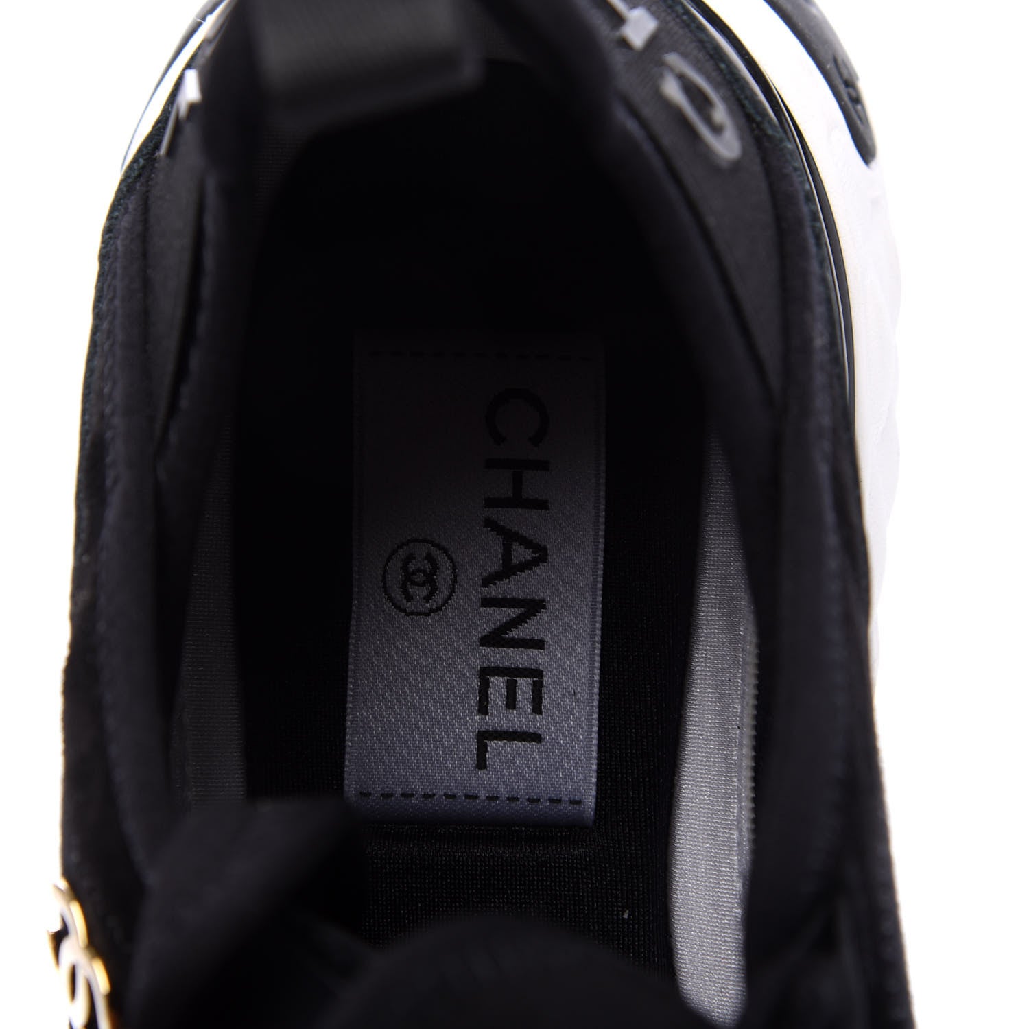 Chanel Velvet Calfskin Mixed Fibers CC Sneakers 36.5 Black 8 of 9