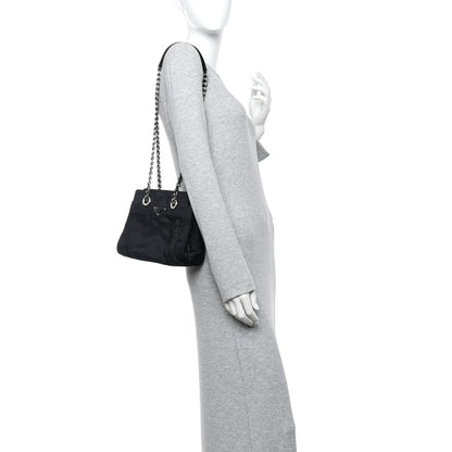 Prada Tessuto Nylon Acciaio Chain Shoulder Bag Black 2 of 15