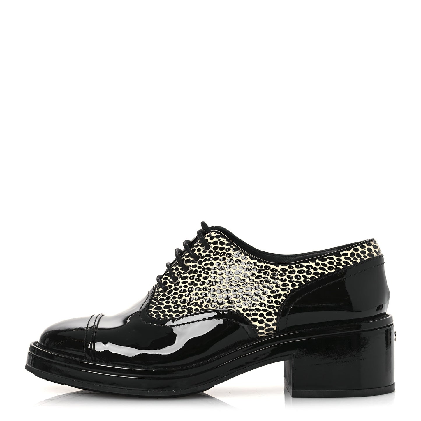 Patent CC Lace Up Oxfords 38.5 Black White