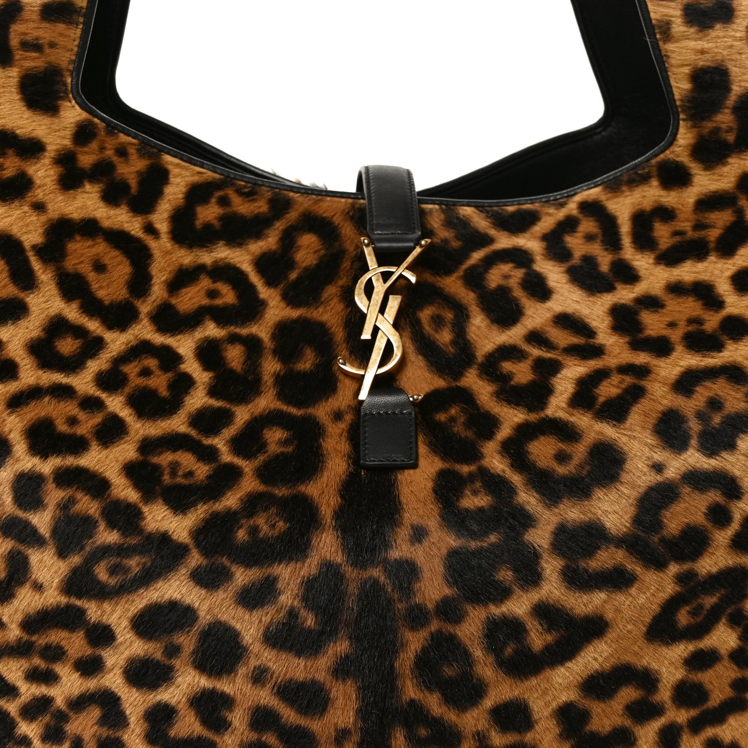 Saint Laurent Pony Hair Nappa Leopard Print Le 5 A 7 Bea Tote Earth Black 15 of 19