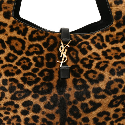 Saint Laurent Pony Hair Nappa Leopard Print Le 5 A 7 Bea Tote Earth Black 15 of 19