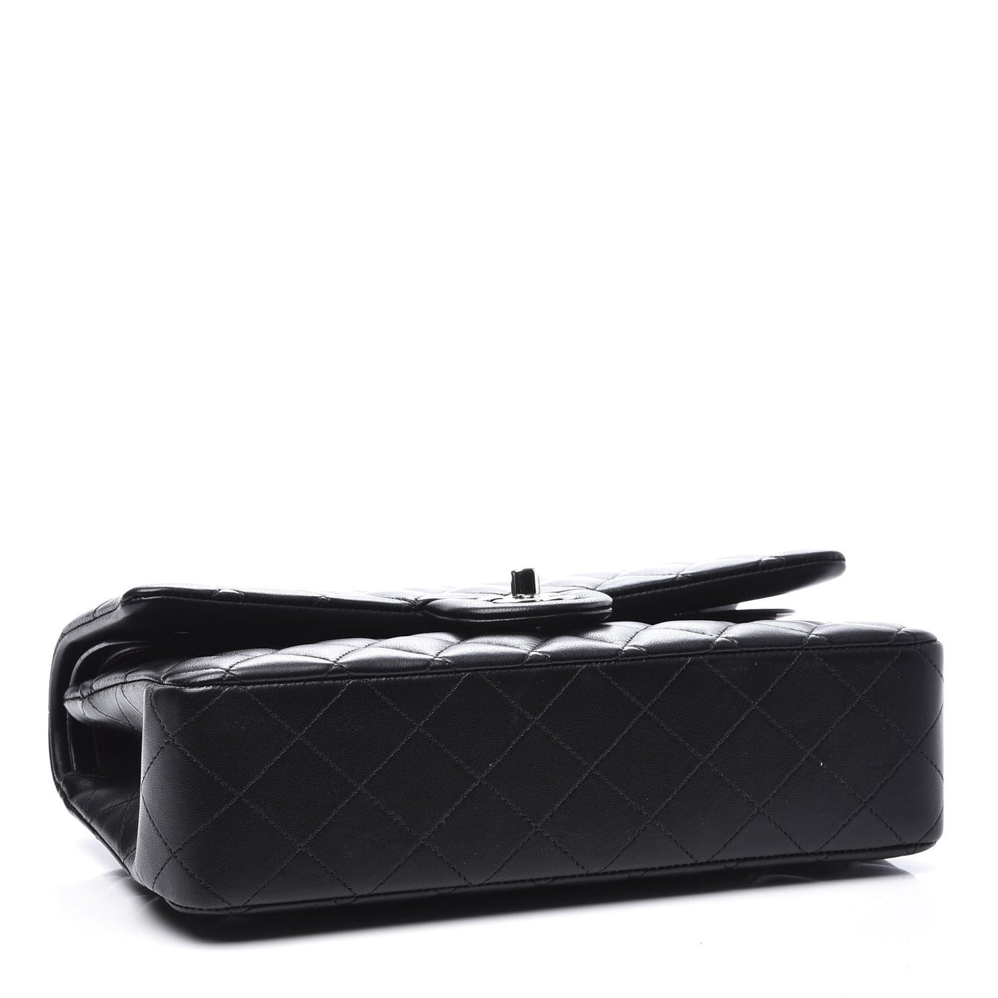 Lambskin Quilted Medium Double Flap Black