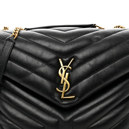 Saint Laurent Calfskin Y Quilted Monogram Medium Loulou Chain Satchel Black 5 of 12