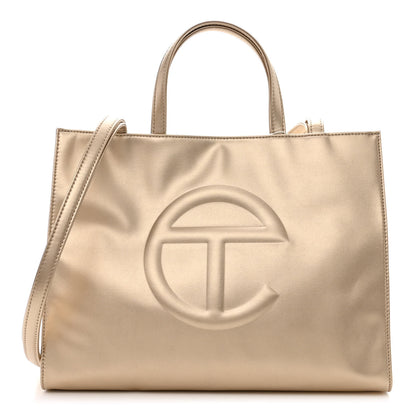 Telfar Metallic Vegan Leather Medium Shopping Bag Gold 1 of 11