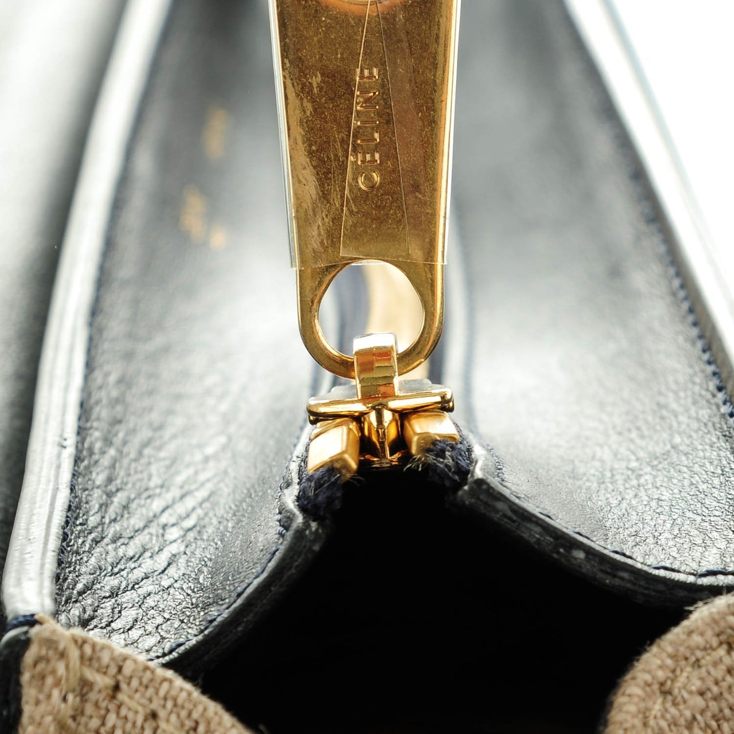 Smooth Calfskin Canvas Medium Trapeze Navy Blue