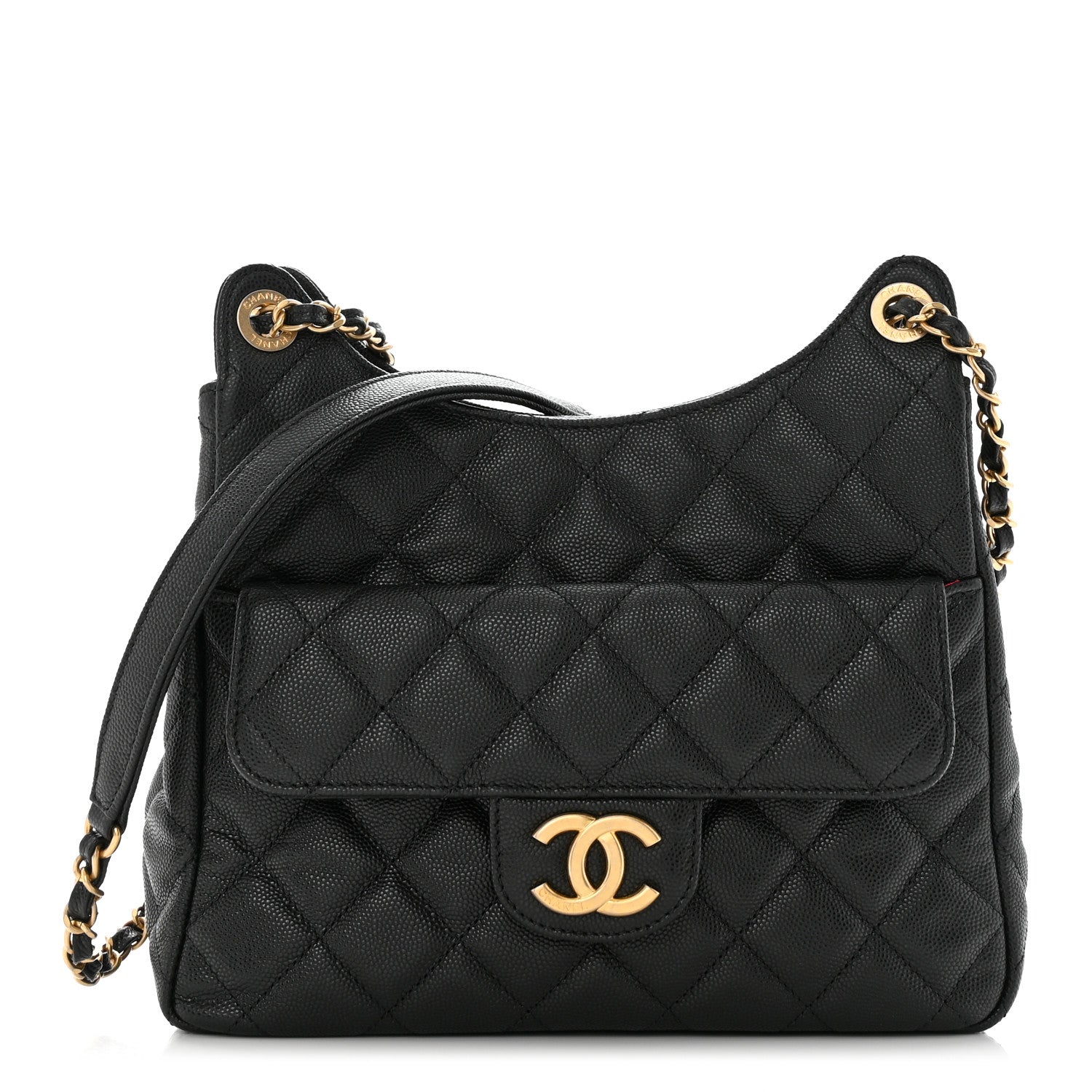 Chanel Caviar Quilted Wavy CC Hobo Black 1 of 11