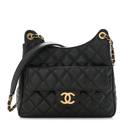 Chanel Caviar Quilted Wavy CC Hobo Black 1 of 11