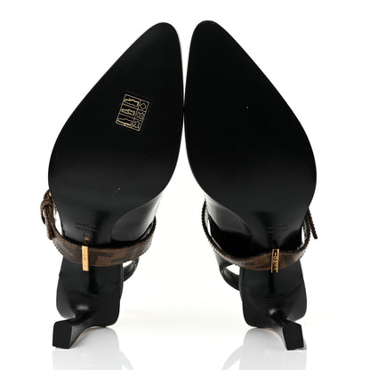 Fendi Patent FF Open Toe Platform Slingback Pumps 36 Black 5 of 8