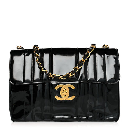Chanel Patent Vertical Quilted Jumbo Single Flap Black 1 of 13