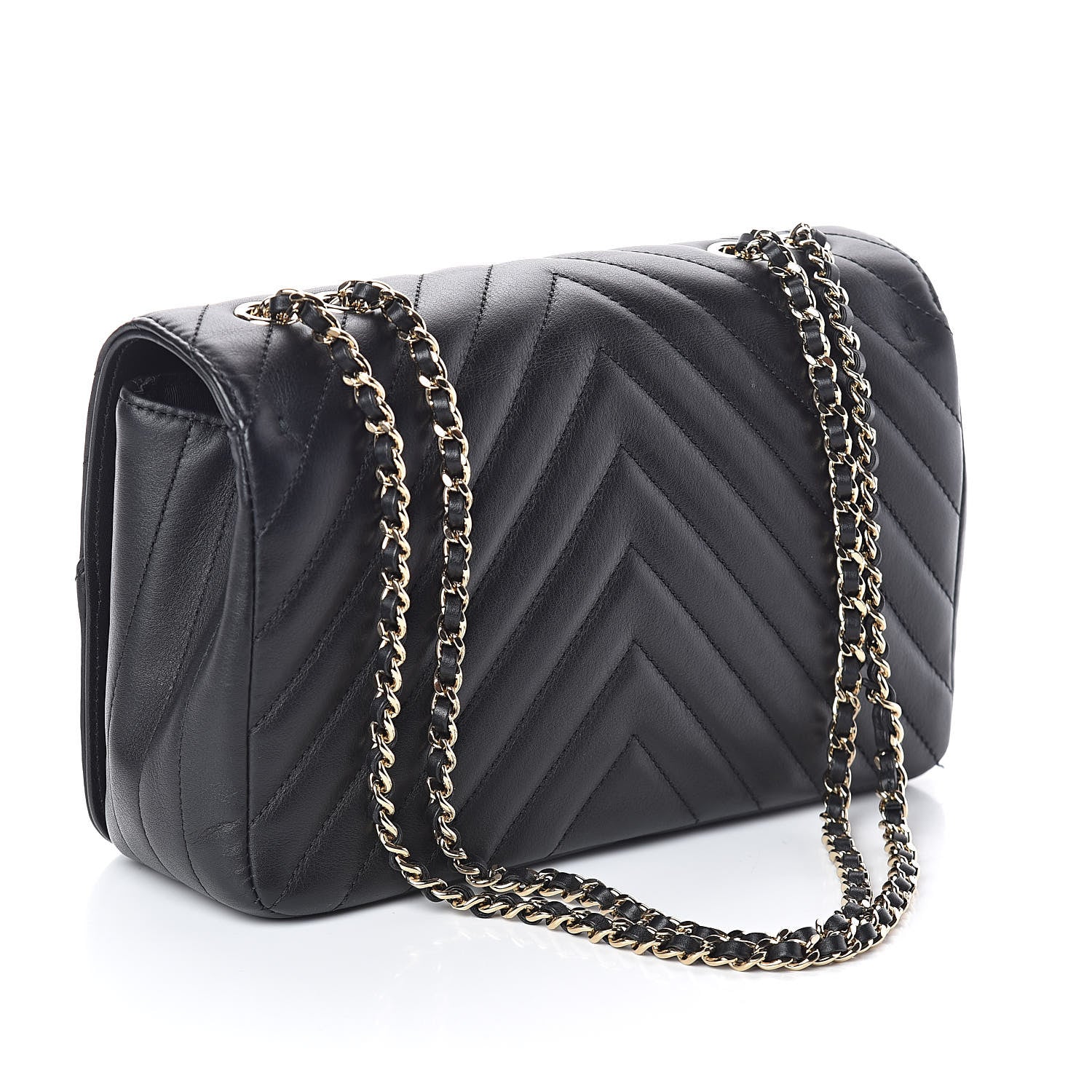 Chanel Calfskin Chevron Quilted Statement Flap Black 3 of 10