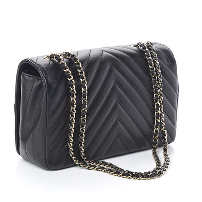 Chanel Calfskin Chevron Quilted Statement Flap Black 3 of 10