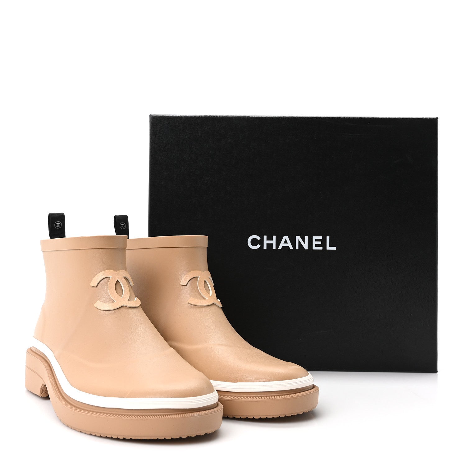 Chanel Rubber CC Short Rain Boots 39 Beige 10 of 10