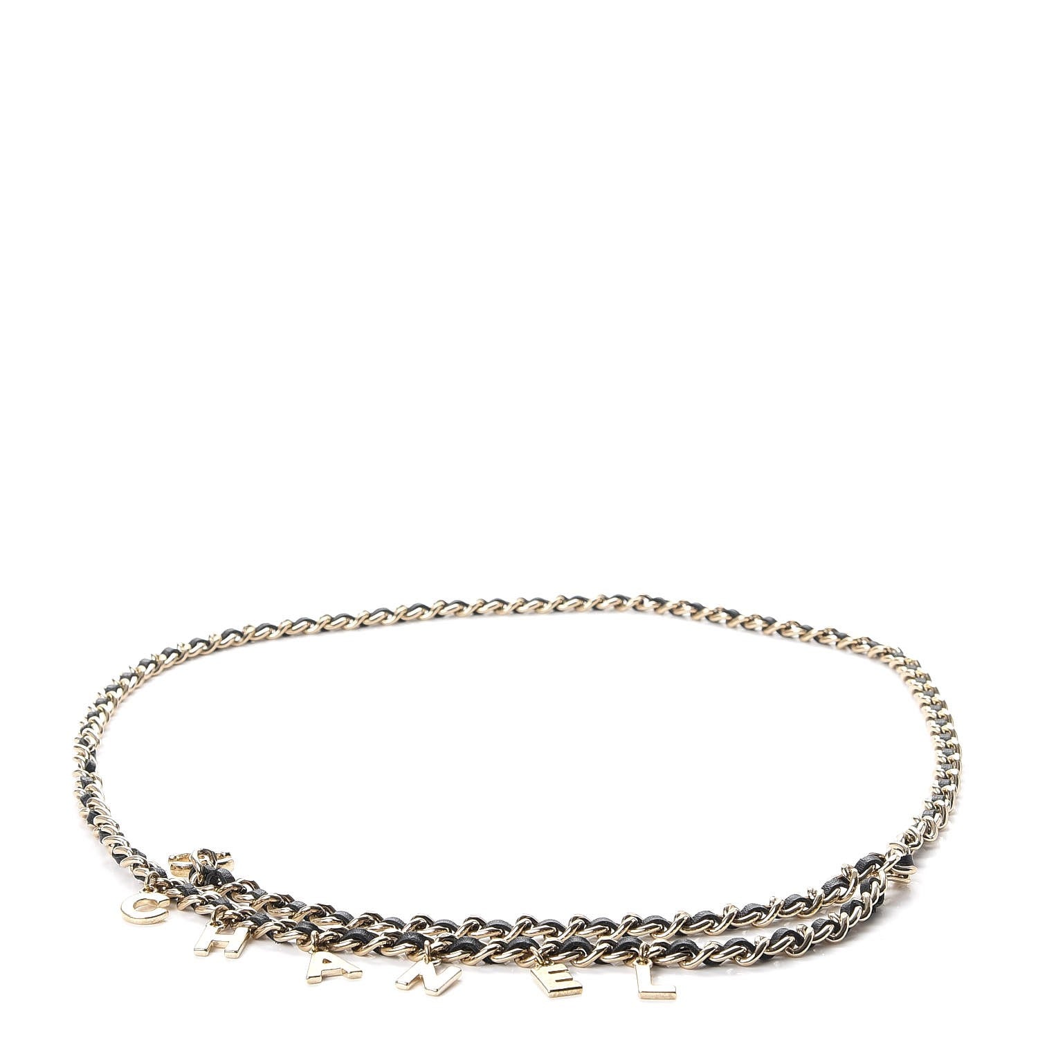 Chanel Lambskin Chain Logo Belt Black Gold 1 of 9