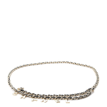 Chanel Lambskin Chain Logo Belt Black Gold 1 of 9