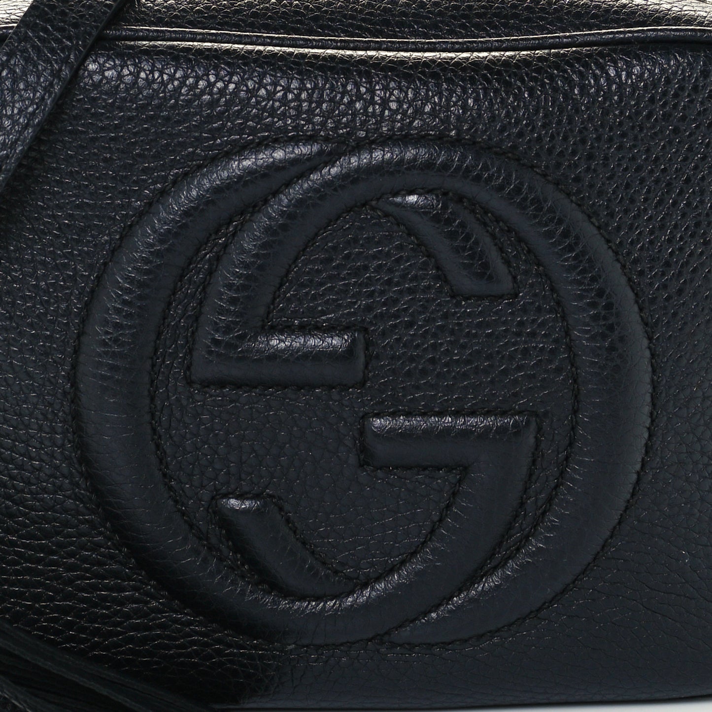 Pebbled Calfskin Small Soho Disco Bag Black
