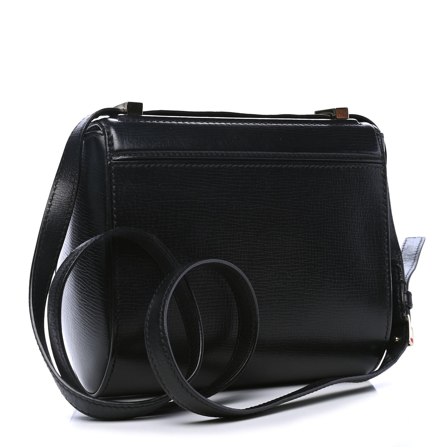 Textured Calfskin Mini Pandora Box Crossbody Bag Black