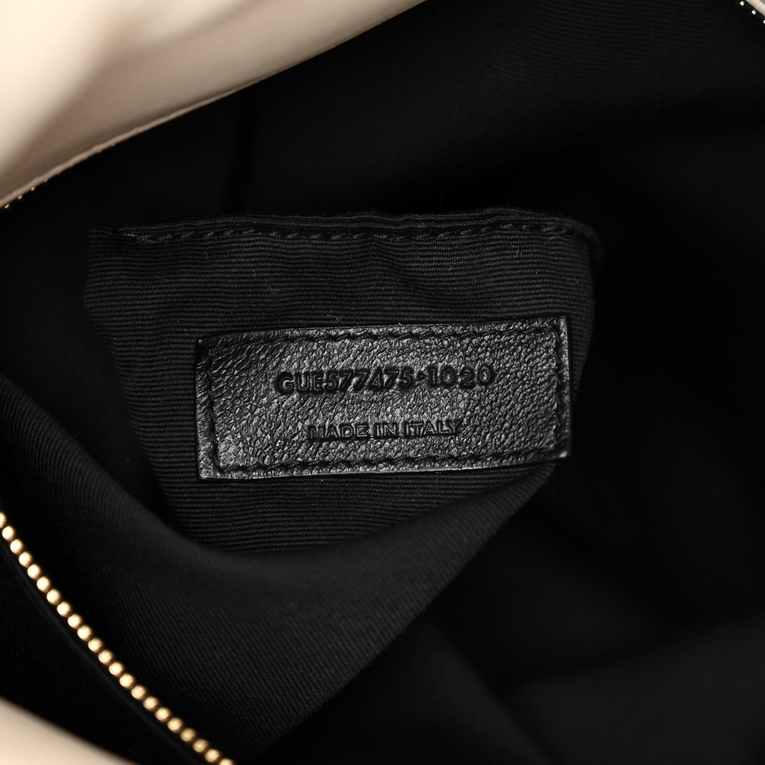 Saint Laurent Lambskin Quilted Medium Loulou Puffer Monogram Chain Satchel Blanc Vintage 6 of 12