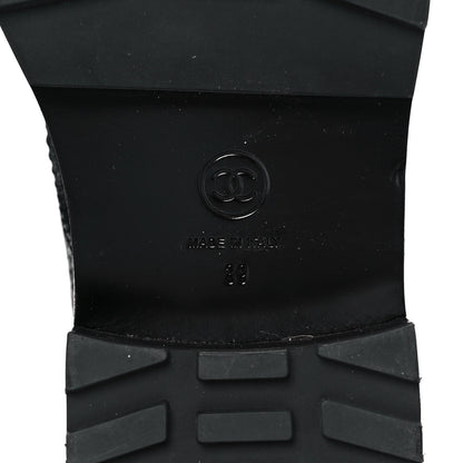 Chanel Shiny Calfskin Velvet Pearl Combat Short Boots 39 Black 6 of 8