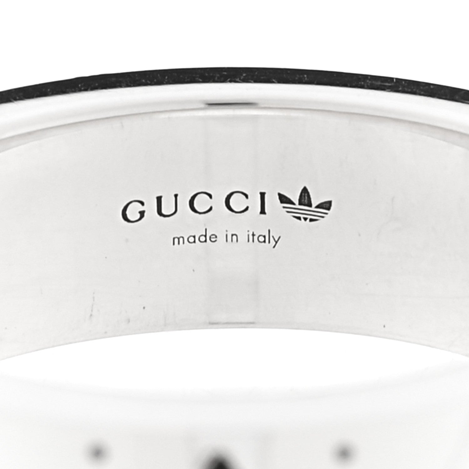 Gucci X ADIDAS Sterling Silver Trefoil GG Monogram Band Ring 55 7.25 4 of 5