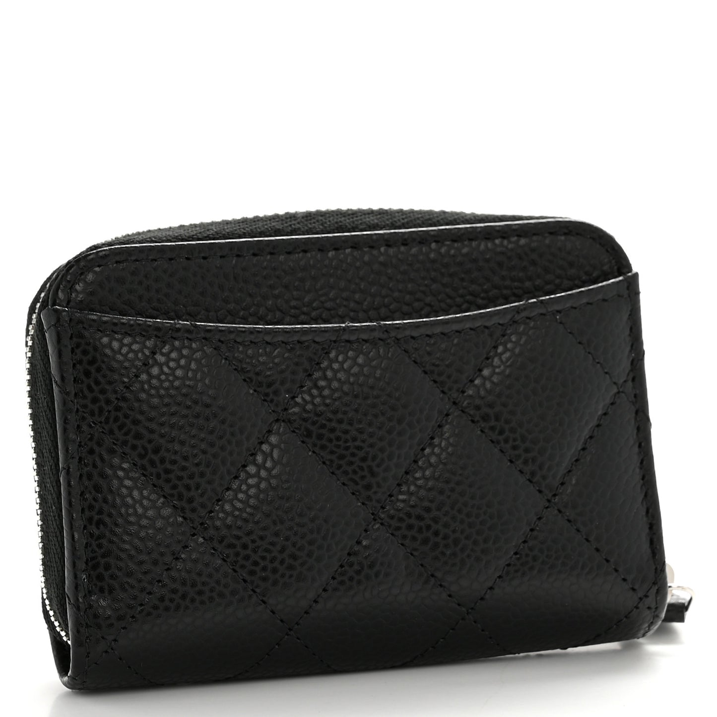 Caviar Quilted Zip Coin Purse Black