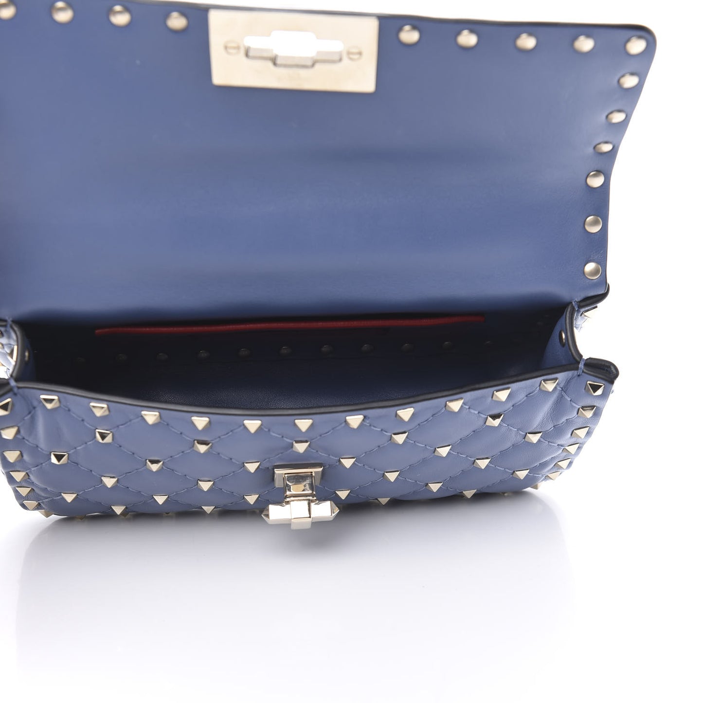 Lambskin Small Rockstud Spike Shoulder Bag Blue