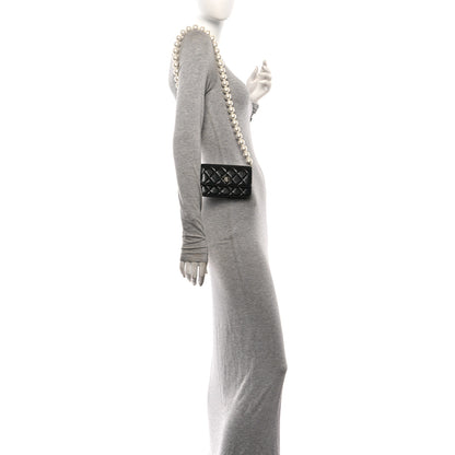 Chanel Calfskin Quilted Maxi Pearls Clutch With Chain Black 2 of 11