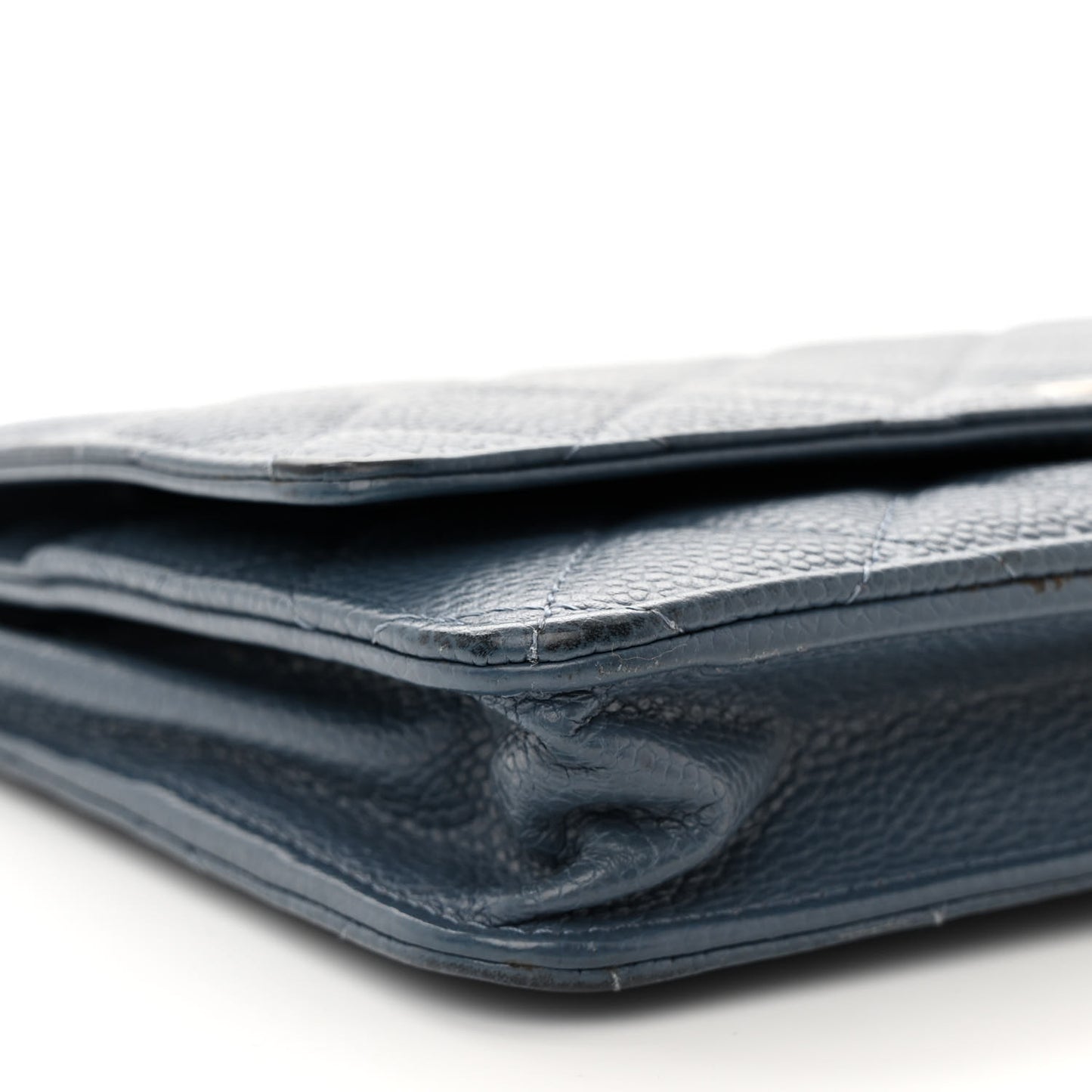 Caviar Quilted Wallet on Chain WOC Blue