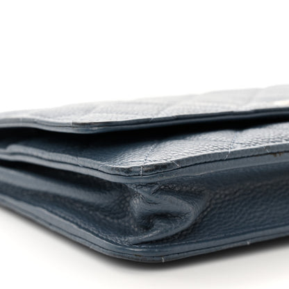 Chanel Caviar Quilted Wallet on Chain WOC Blue 10 of 14