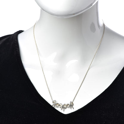 Tiffany Sterling Silver 18K Yellow Gold Triple Bow Pendant Necklace 2 of 8