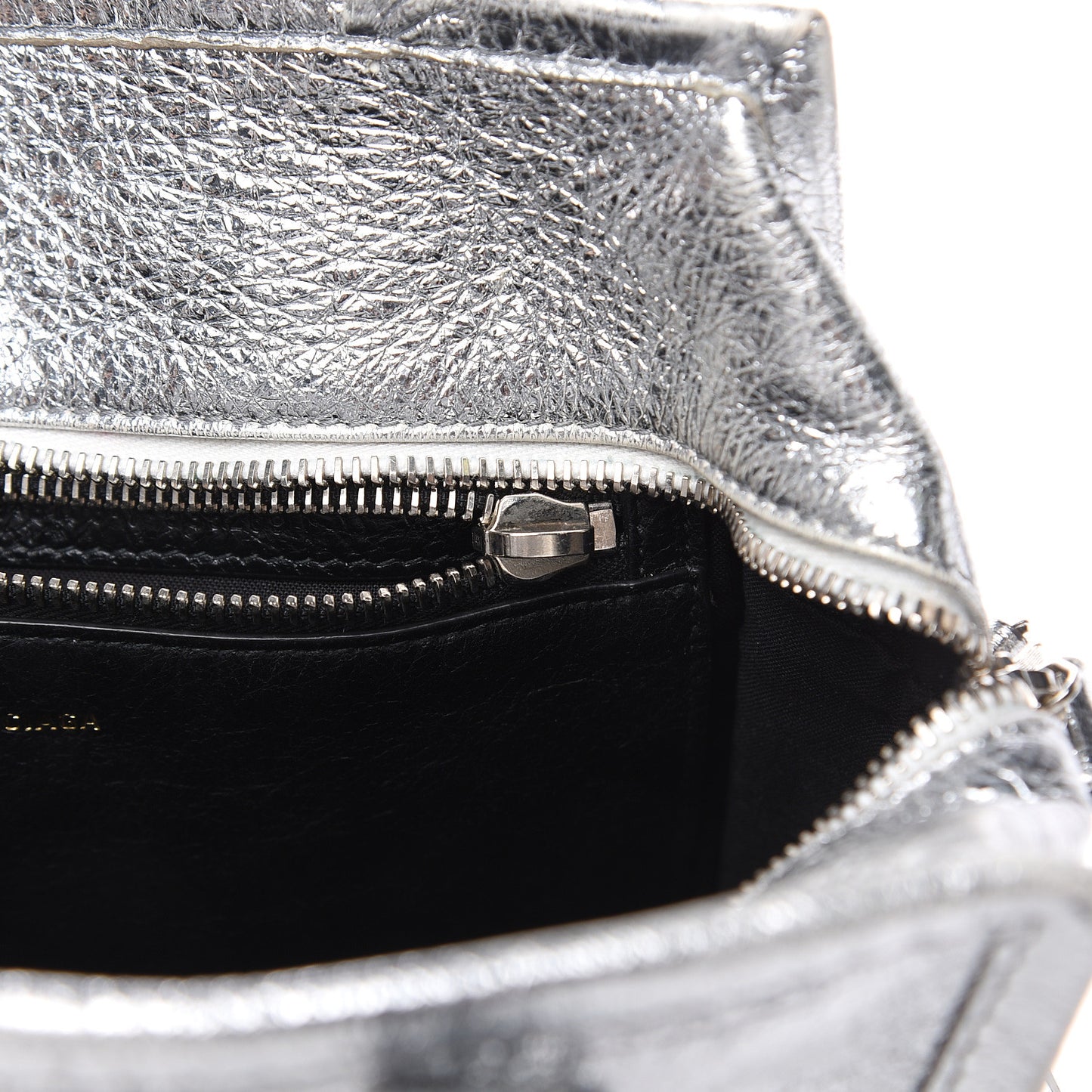Metallic Calfskin S Bazar Shopper Tote Silver Hardware