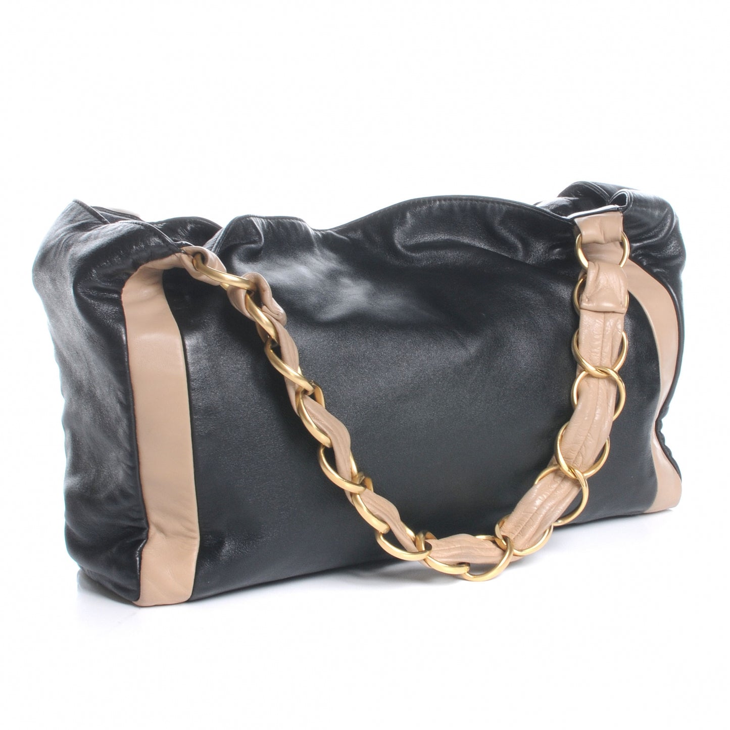 Lambskin Small Olsen Shoulder Bag Black Beige