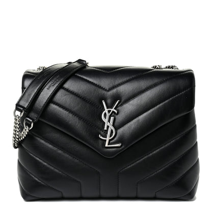 Saint Laurent Calfskin Y Quilted Monogram Small Loulou Chain Satchel Black 1 of 12