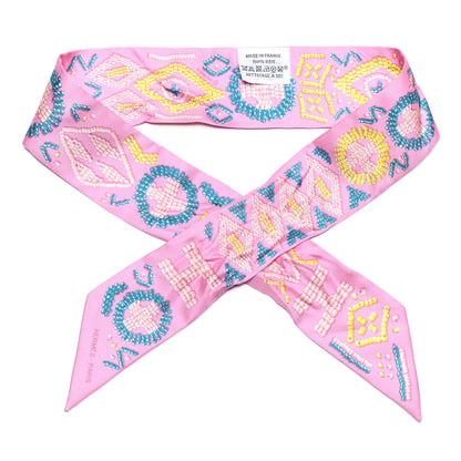 Hermes Silk Kelly En Perles Twilly Rose Bonbon Canard 1 of 4