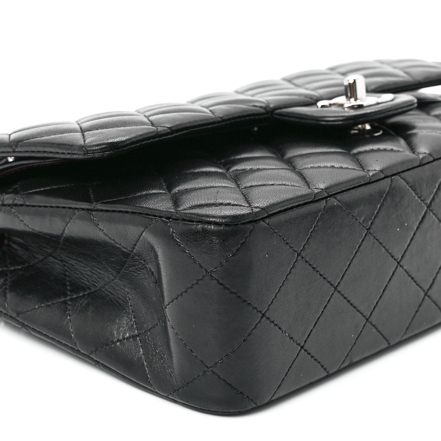 Lambskin Quilted Medium Double Flap Black