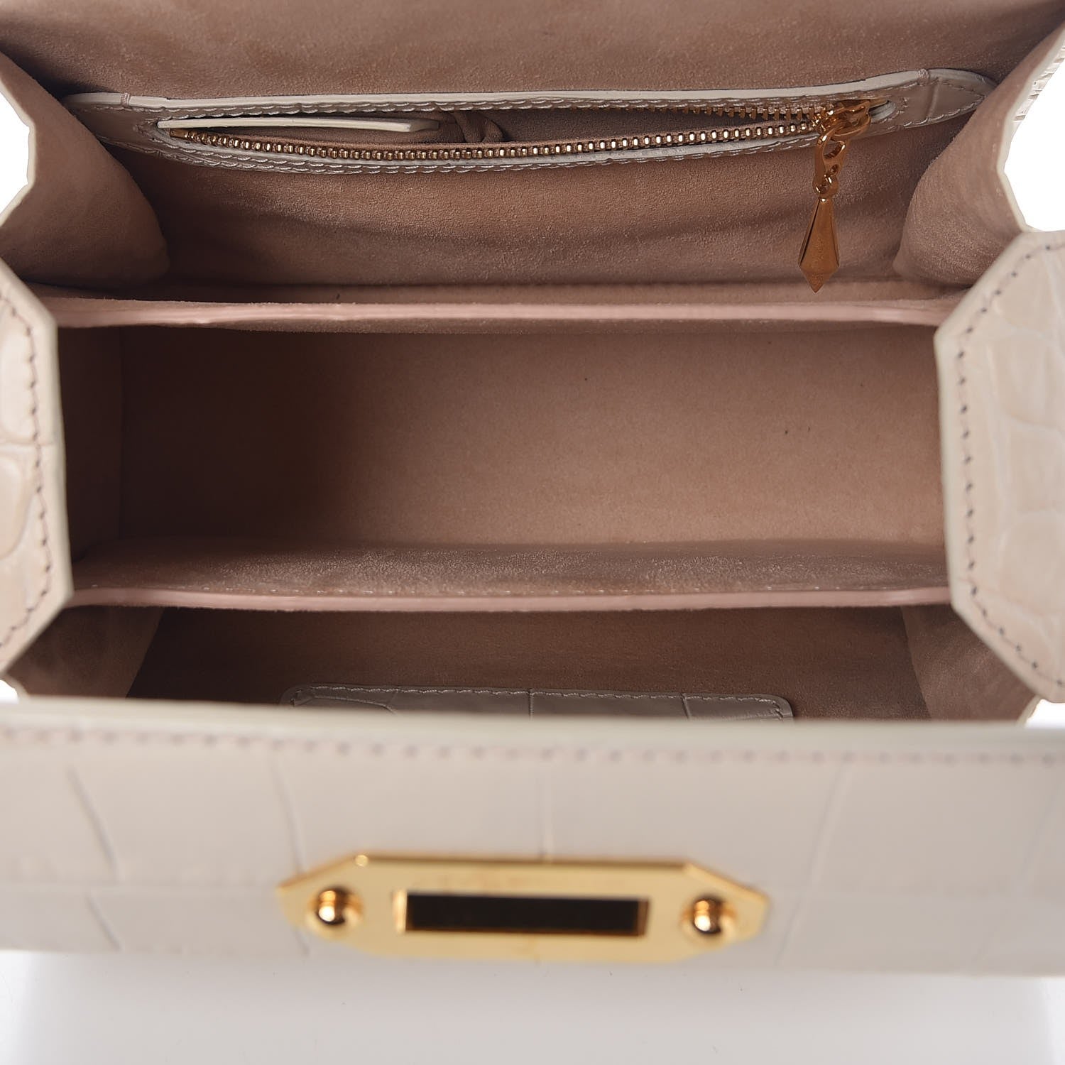 Alexander McQueen Calfskin Crocodile Embossed Box Shoulder Bag 19 Cream 6 of 9