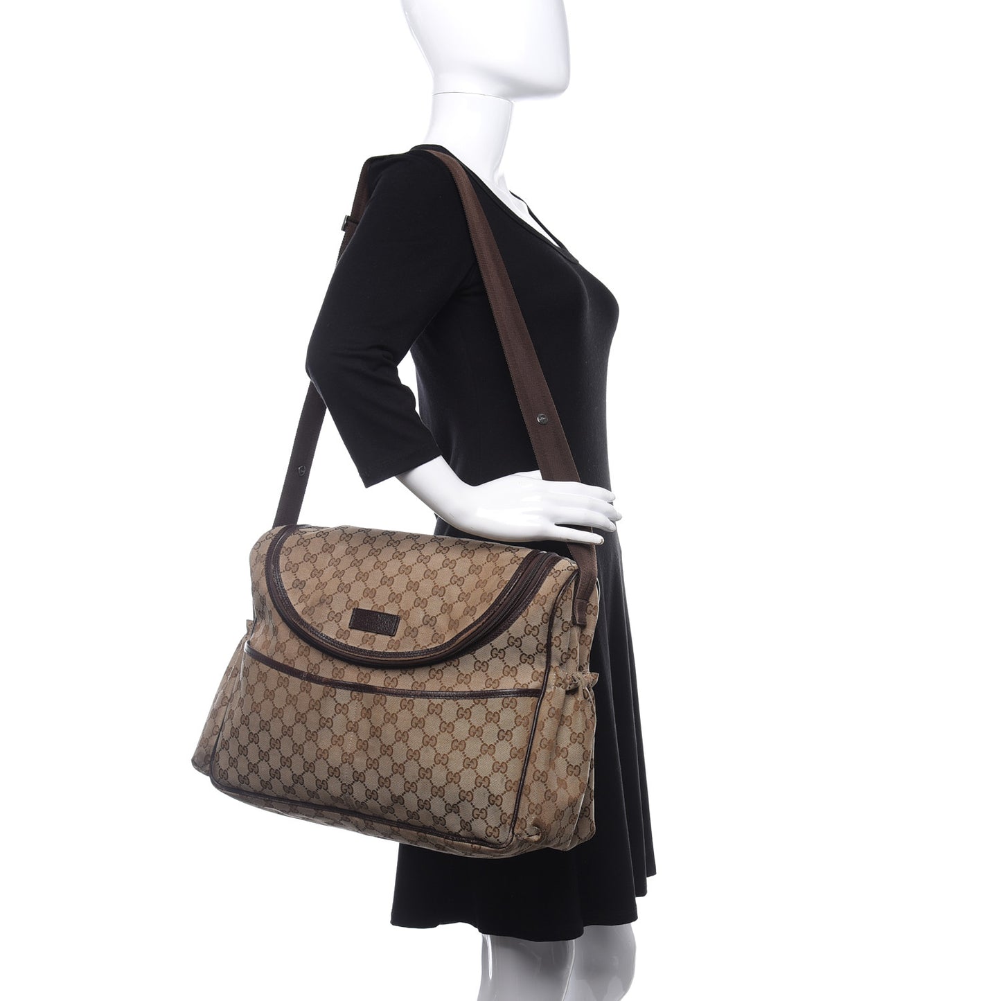 Monogram Natural Pigskin Large Diaper Bag Beige Ebony Cocoa Dark Chocolate