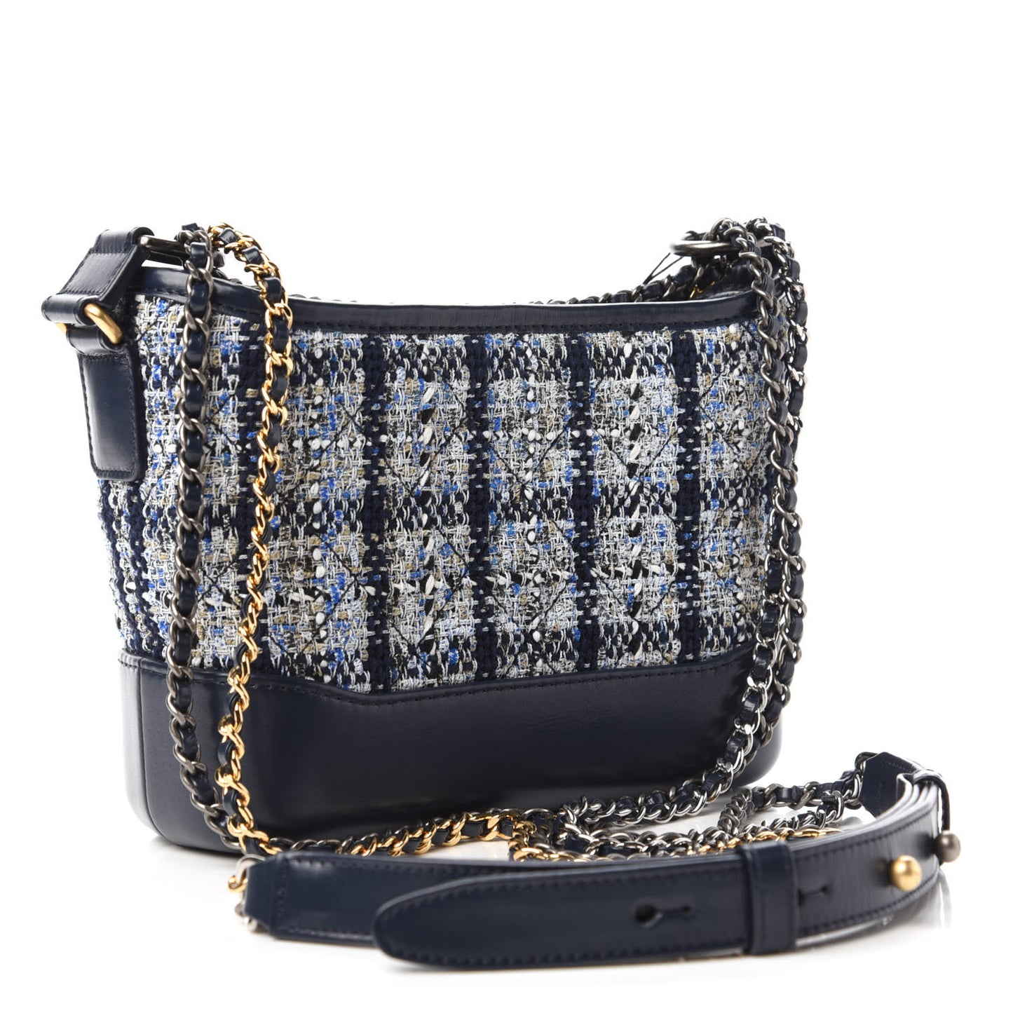 Tweed Calfskin Small Gabrielle Hobo Blue