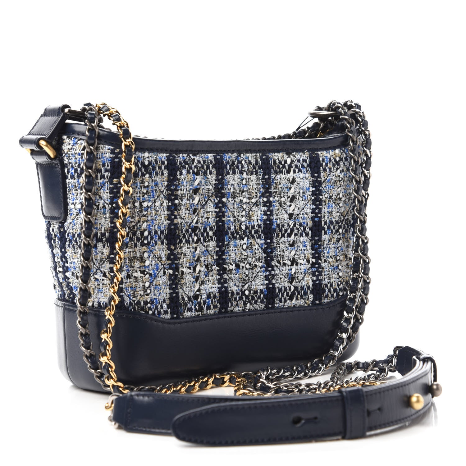 Chanel Tweed Calfskin Small Gabrielle Hobo Blue 4 of 12
