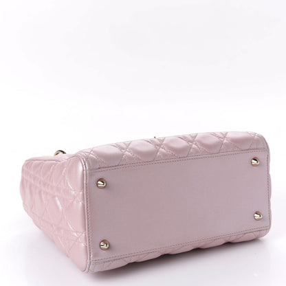 Christian Dior Pearly Lambskin Cannage Medium Lady Dior Lotus 5 of 15