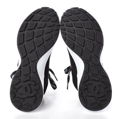 Chanel Suede Goatskin CC Sneakers 36.5 Black 5 of 10