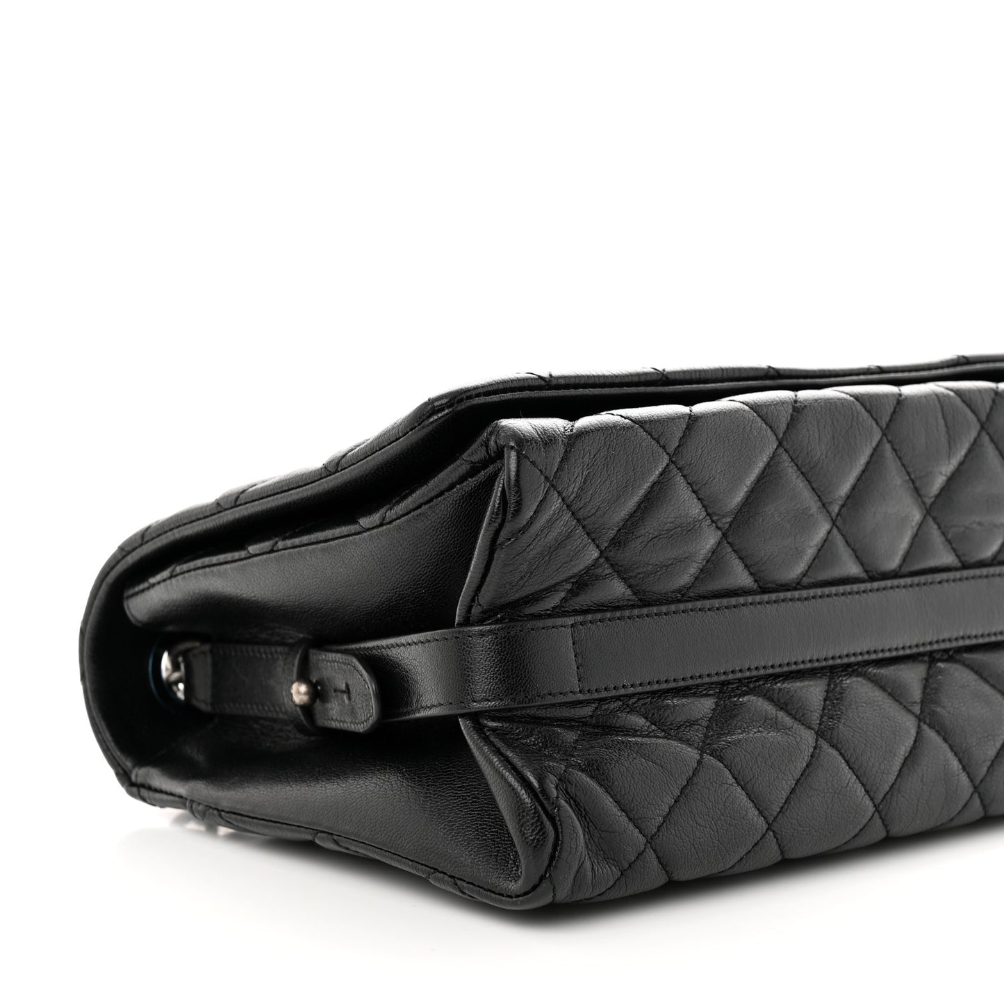 Goatskin Quilted Large City Rock Flap Black