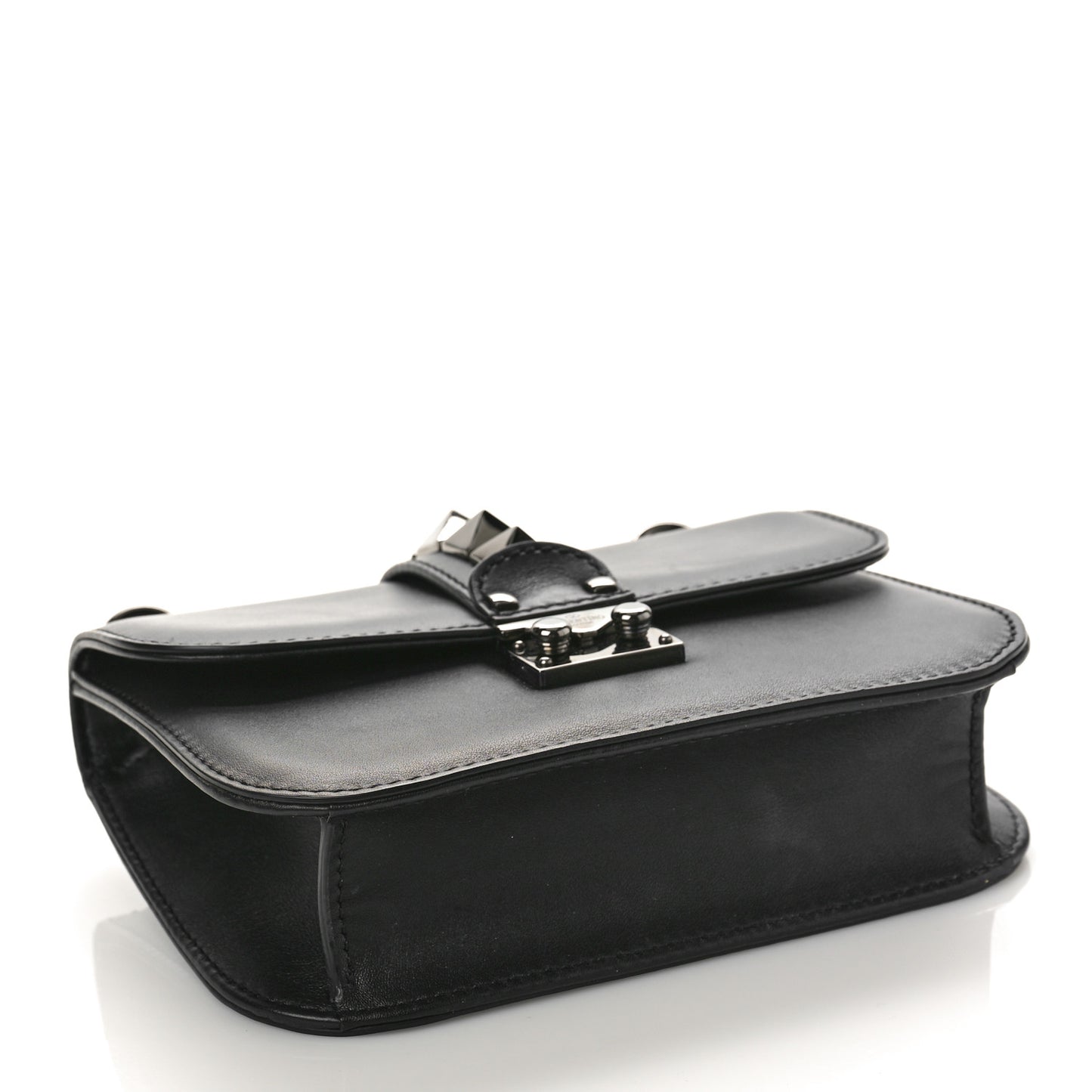 Vitello Small Glam Lock Rockstud Flap Black