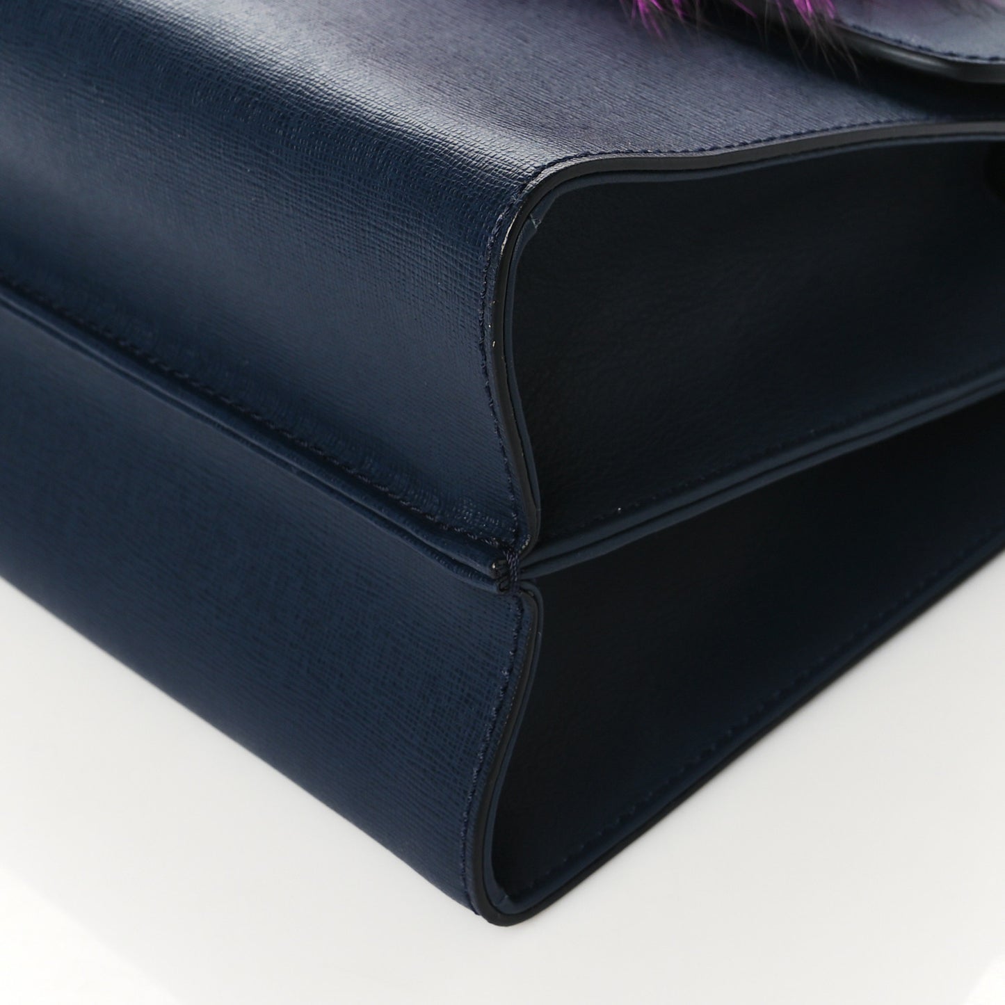 Vitello Elite Fur Demi Jour Shoulder Bag Navy