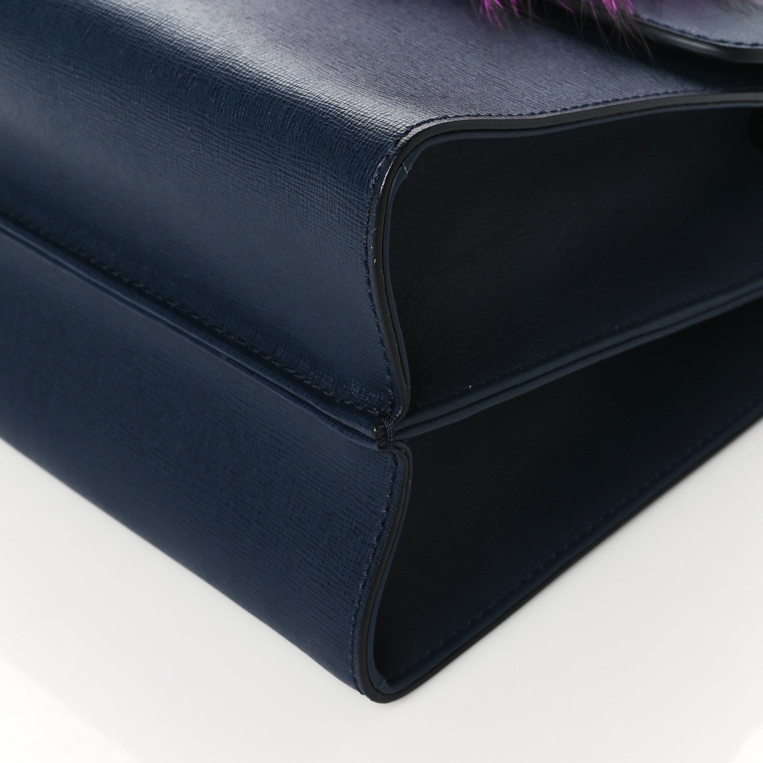 Fendi Vitello Elite Fur Demi Jour Shoulder Bag Navy 12 of 12